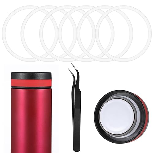 6 Stück Ersatzdichtungsset für Trinkflasche Innendurchmesser 5cm Silikon Dichtungs Ersatz mit Pinzette Isolierbecher Thermobecher für Kaffeebecher Ersatzdeckel