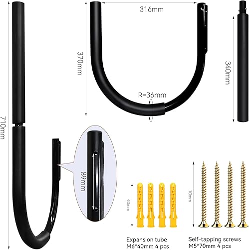Paddle Board Rack Aufbewahrung für Decke/Wand, Heavy Duty Surfboard Wandhalterung, Surfboard Rack für Wand zum Präsentieren SUPs, Shortboards, Indoor und Outdoor Hält bis zu 31.8 kg (schwarz)