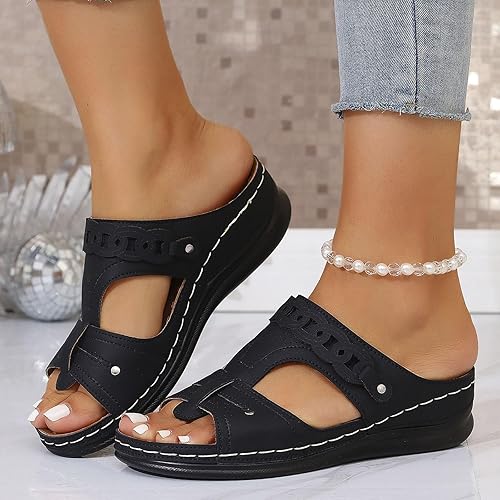YIzdegg Damen Slides Sommer, Sandalen Keilabsatz, Absatzschuhe Rutschfest, Hausschuhe Leicht Bequeme, Pantoletten Atmungsaktive, Outdoorsandale Open Toe, Freizeitschuhe Für Strandurlaub