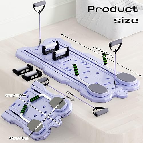 Pilates Board 2025 Upgraded, Pilates Reformer Set, 5 in 1 Pilates Reformer, Faltbarer Pilates Reformer Maschine Set, Ganzkörper Trainingsgerät für Zuhause