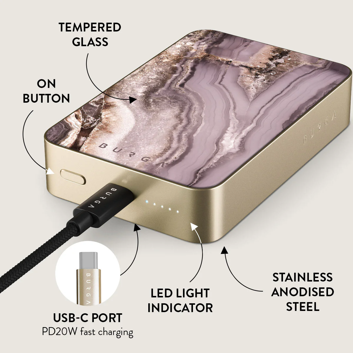 Golden Taupe - Fashion Magnetic Power Bank
