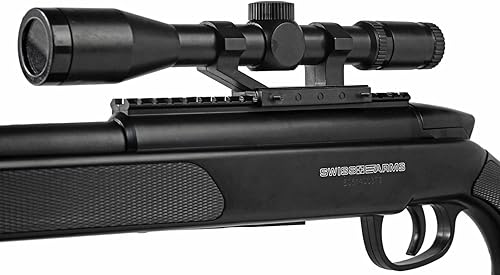 Swiss arms Pack Prestige Airsoft Eagle Sniper schwarz-gefedert/Spring/Aufladung Handbuch (0,5 Joule)-mit Zubehör