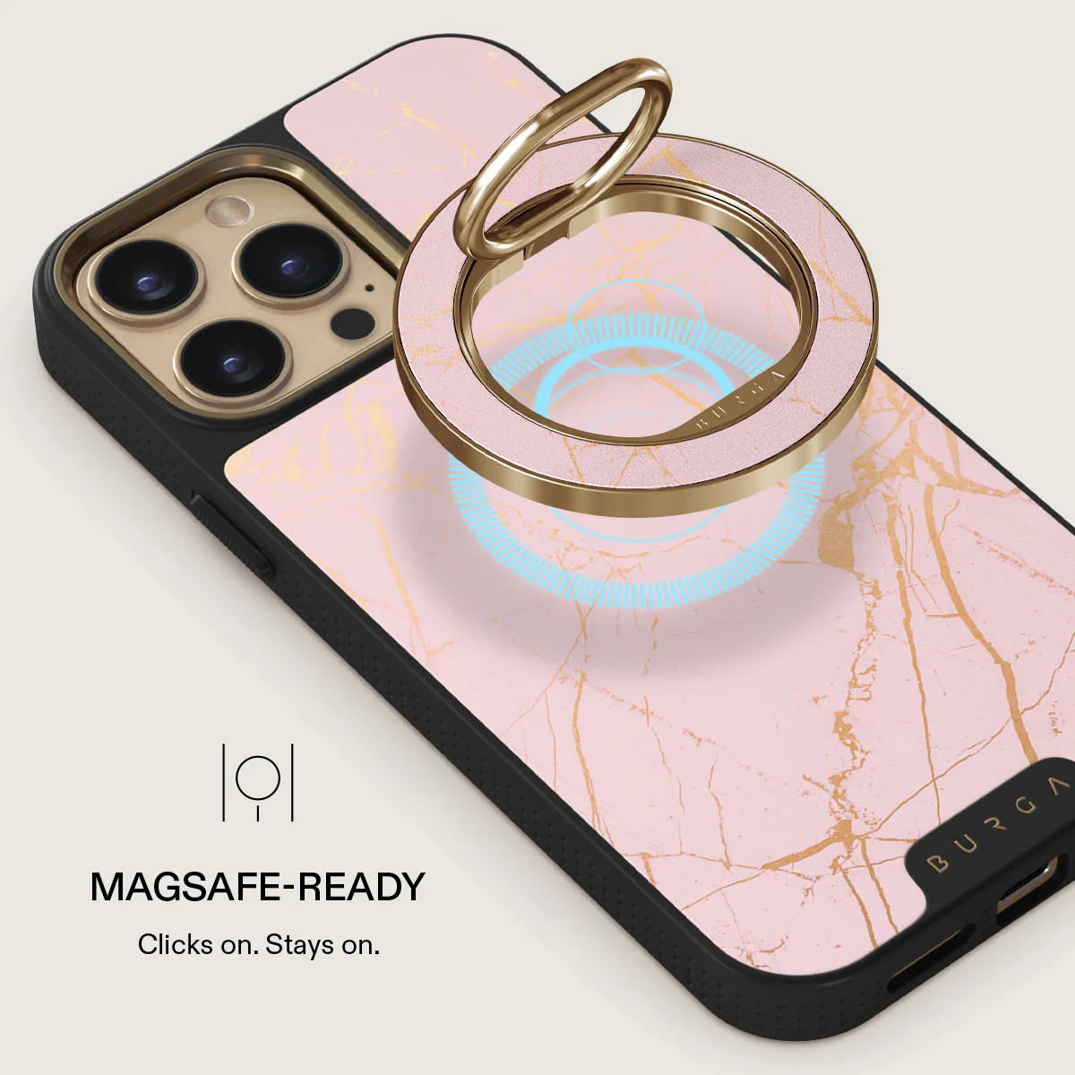 Peachy Gold - Pink Marble Magnetic Ring Holder