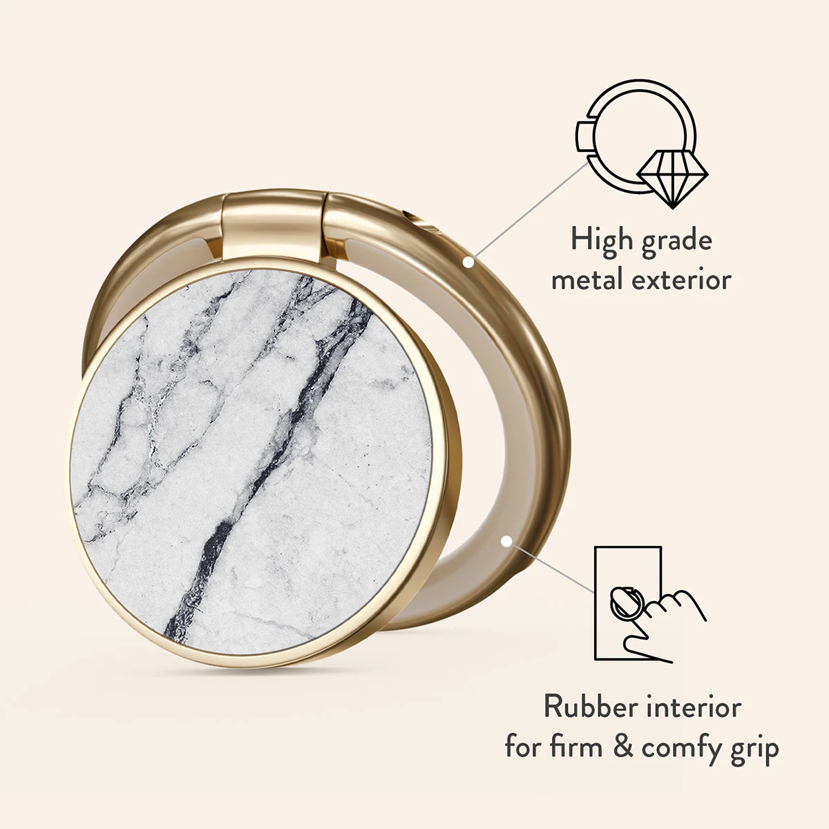 Satin White - Marble Adhesive Ring Holder