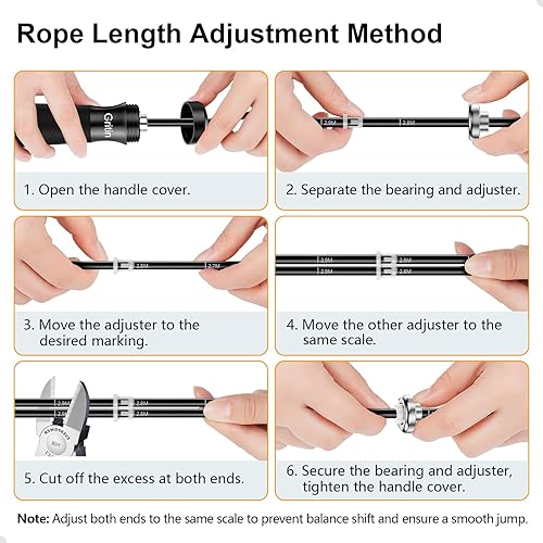 Gritin Springseil, Speed Rope Verstellbar mit Rutschfest & Ergonomisch Griffe, 3 Meter Länge Einstellbar Seil mit Skalenmarkierung, für Fitness & Ausdauer & Seilspringen, inkl. Längenversteller