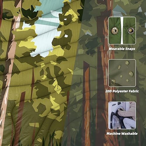 KawaGebo Kamp Sherpa Outdoor Decke Warm & Ultraleicht mit Packsack，N IN 1Camping Decke wasserabweisend，Poncho & Schlafsack Campingdecke Zum Schlafen,Deinem Van,145x200cm