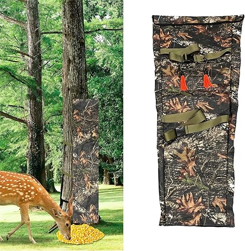 Hirsch Fütterung Tasche, Tragbare Schwerkraft Hirsche Futterautomat Camouflage Jagd Futterspender mit Verstellbaren Riemen zur Befestigung am Baum, Wetterfestes Oxford-Gewebe-2pcs
