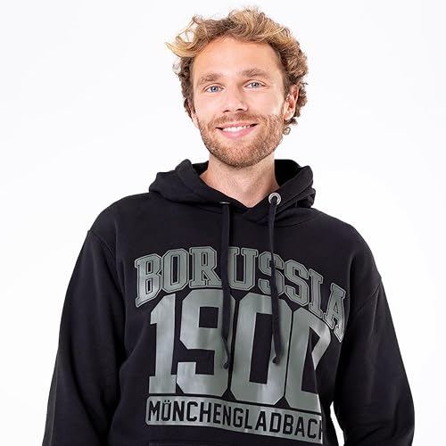 Borussia Mönchengladbach Hoodie Borussia Inside | Offizieller Fanartikel Fohlenshop | Schwarzer Hoodie mit Rubber Aufdruck