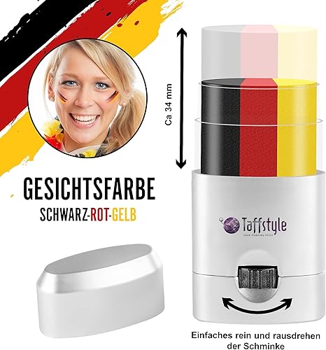 Taffstyle Schminkstift Set Deutschland Fan Schminke Deutsche Flagge Fanartikel