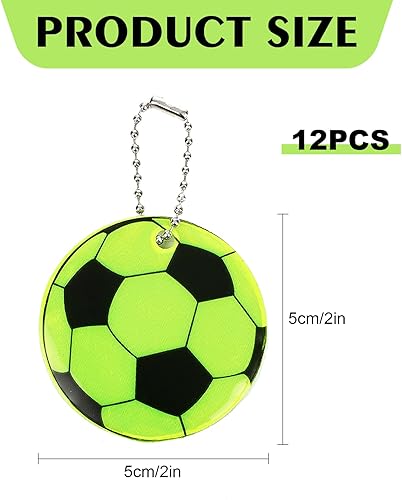 12 Stück Reflektor Anhänger Fussball, Sicherheits Reflektor Anhänger, Reflektierender Fußballanhänger, Anhänger Schulranzen für Jungen Mädchen Schulranzen Jacke Running Rucksack, Schlüssel, Haustiere