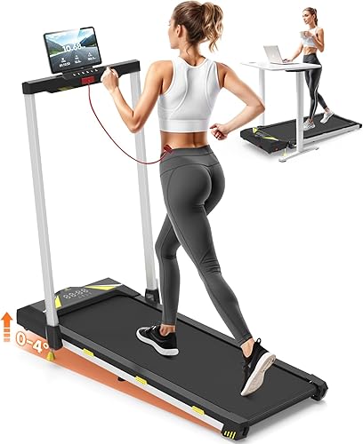 4 in 1 Laufband für Zuhause 12 km/h mit Neigung Walking Laufband Pad, Standardmodell 1-10 km/h, LED-Anzeige, Geräuscharme Laufbänder Fernbedienung für Zuhause und Büro