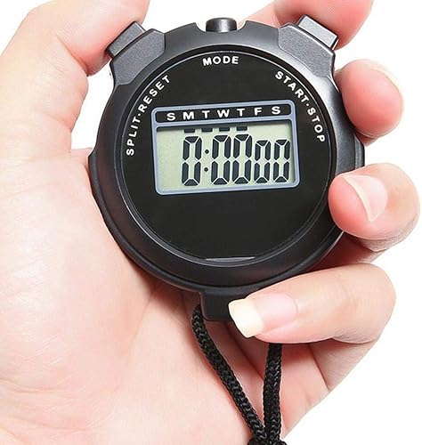 Digitale Stoppuhr, Wasserdicht, Professionell, Leicht, Tragbar, Elektronische Stoppuhr, Digitale Timer-Stoppuhr mit Trageband (Schwarz)
