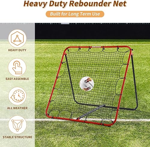 KAIHAOWIN Rebounder für Fußball 120 ×180 cm|120 ×120 cm，Fußball Rebounder Metall mit Verstellbarem Winkel, Rückprallwand für Fußball