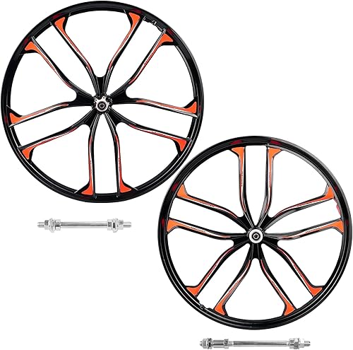 MEGHNA Fahrrad-Radsatz, 10 Speichen, leichtes Aluminium, 61/26 Zoll, integriertes Rad, kompatibel mit 6 Schrauben, Scheibenbremse, 7-12-Gang-Gewinde, Freilaufnabe für Mountainbike, Kinderfahrrad