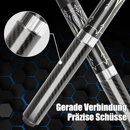 RAYNA GAMES Pool Queue Verlängerung mit 3 Bumpern Carbon Fiber Billard Queue Extender Pool Queue Zubehör