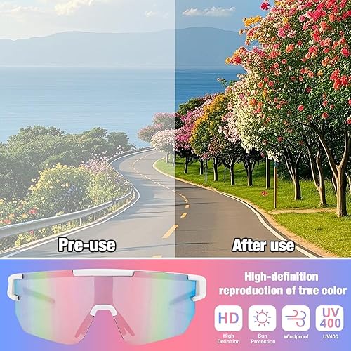 DAJASD Schnelle Brille Damen, UV 400 Polarisiert Fahrradbrille Damen, Sport Sonnenbrille Rave, Fahrradbrille Winddicht Damen, Radfahrer Brille für MTB Radfahren Ski Angeln Laufen Rave
