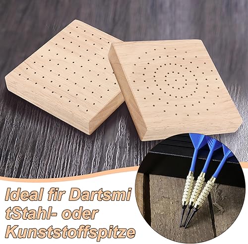 Editbar 2 Stück Darthalter Holz Dartpfeile Halterung,Unterschiedliche Platzierung der Löcher Dart Aufbewahrung,Holz Dart Stand Sitz für Aufbewahrung von Steeldarts, Softdarts und Darts Aller Art