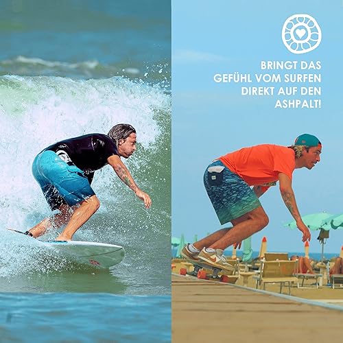 BTFL Surfskate Board Ideales Surftraining für Balance, Carving & Pumping. Komplett Surf-Skateboard mit G-Truck Surfskate Achse und Rollen für Anfänger und Fortgeschrittene: Sol, Cody, Moby & Aurelia
