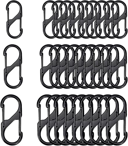 30 Stück S Karabiner Metall Doppelkarabiner Wasserdicht Karabinerhaken langlebiger Clip für Haushalt Wandern Outdoor Angeln