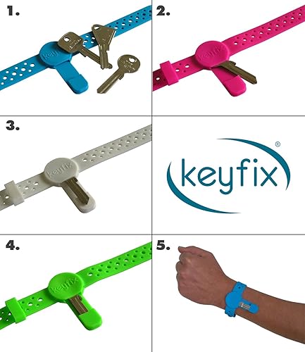 keyfix Schlüsselarmband XL, Fitness Armband für Schlüssel zum Joggen Schwimmen Laufen, Jogging Schlüsselband blau, KF04
