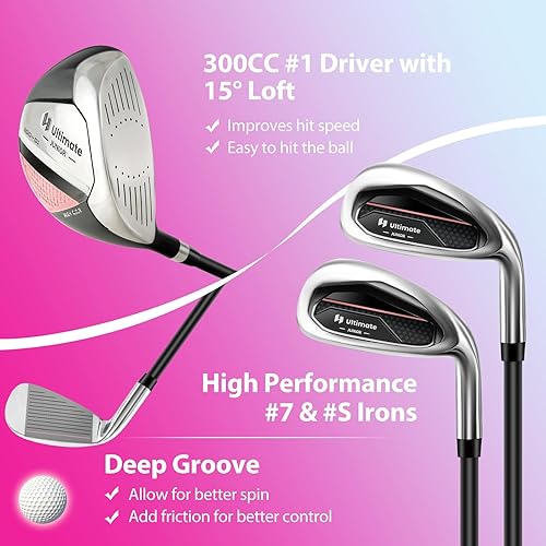 LIFEZEAL Komplettes Golfschläger-Set für Kinder, Golftasche mit 4 Golfschlägern, Tragbares Golfbag mit Stauraum, Trolleybag Junior mit Schultergurten, Ideal für Jungen & Mädchen von 8-10 Jahren