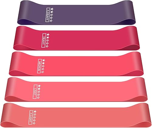 Fitnessbänder - Widerstandsbänder 5er-Set, Aus TPE-Material, 5 Widerstandsstufen, rutschfest und Elastisch, Mit Übungsanleitung & Tragebeutel, Ideal für Muskeltraining, Yoga und Re