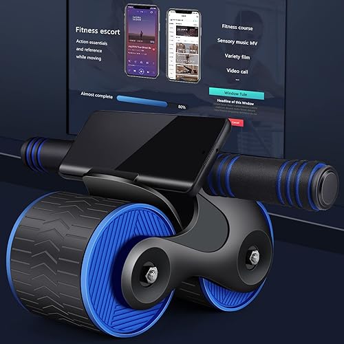 Ab Bauchroller mit Handyhalter und Rückholfeder, Automatisches Rebound Aabdominal Wheel, Automatischem Rückprall, Roller Bauchtrainer, Bauchtrainer für zuhause,bauchtrainer für zuhause