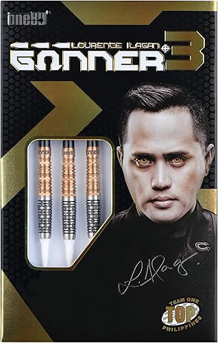 ONE80 Soft Dart Lourence Ilagan The Gunner 3 VHD 90% Tungsten Softtip Dart Softdart Dartpfeile Set mit Schäften und Flights Hochwertige Tungsten Softdarts