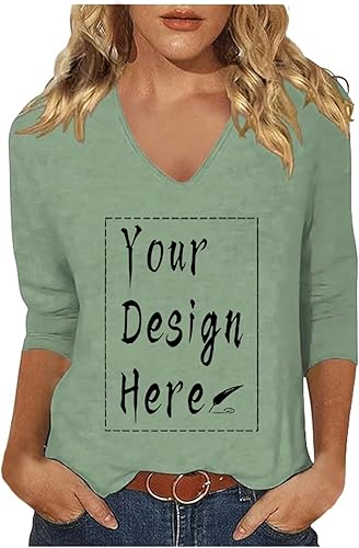 3/4 Arm Shirt Damen, Damen Tshirt Sommer Schwarz V Ausschnitt Dreiviertel Arm Shirt Grosse Grössen Einfarbig Women's T-Shirts Pullover Dreiviertelarm Tshirts T Shirts Sommershirt