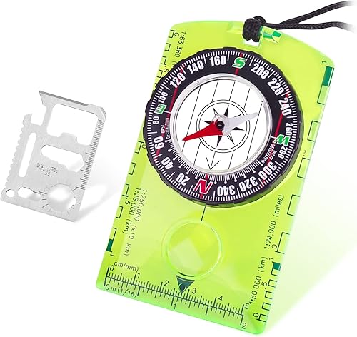Kompass Leuchtendes mit Überleben im Freien Werkzeug, wandern Wasserdicht Kompass Kinder zum Lesen von Karten Navigation Perfekt für Camping Wandern und Outdoor-Aktivitäten