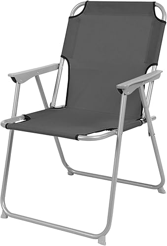 Mojawo 5-teiliges Campingmöbel Set Alu 120x60x58/70cm 1x XXL Campingtisch mit Tragegriff + 4 Campingstühle Anthrazit Stoff Oxfort