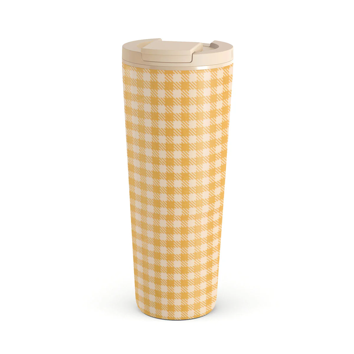 Tuscan Sun - Yellow Plaid Travel Mug