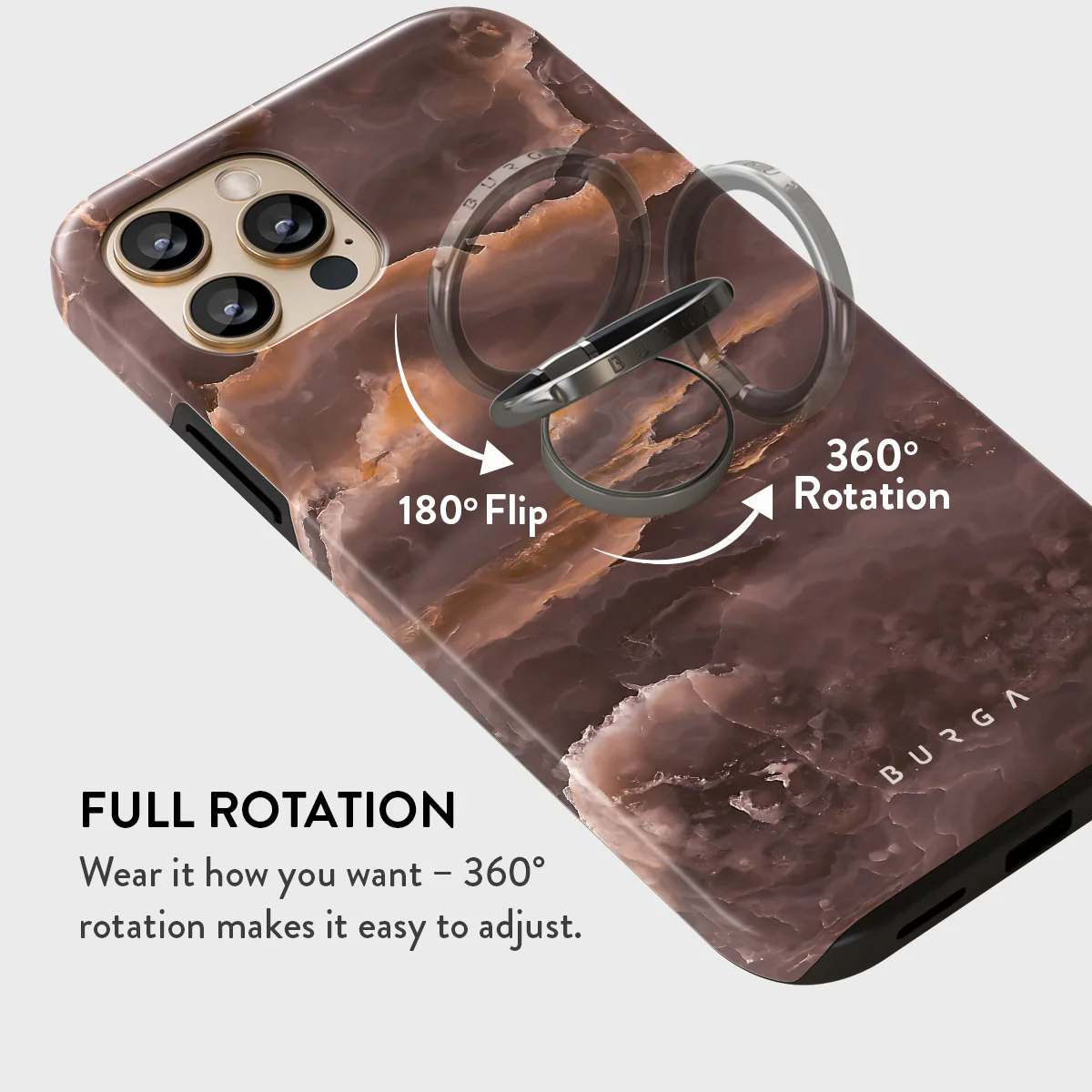 Fire Wood - Brown Marble Adhesive Ring Holder