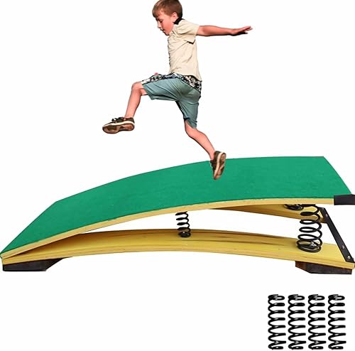 4 Federn, Gymnastik-Springbrett für Kinder, Gewölbung, Fitness, Spielen, tragbares gebogenes Federbrett, Hartholz-Übungsgerät, elastisches Brett für Zuhause, Zimmer, Leichtathletik-Training