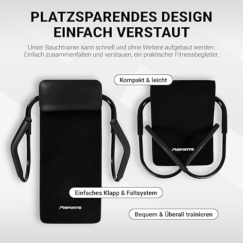MSPORTS AB Roller - Bauchtrainer | Premium Bauchroller mit Kopfstütze & Matte - klappbar - platzsparend | für Bauchmuskel Training & Fitness