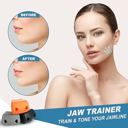Flintronic Jawline Trainer, Silikon Kiefertrainer, Kiefermuskeltrainer, Kiefer Exerciser für Männer und Frauen, Jaw Exerciser mit 3 Wiederstandsstufen, Gesichtsmuskeltrainer für Toning Gesicht Formung