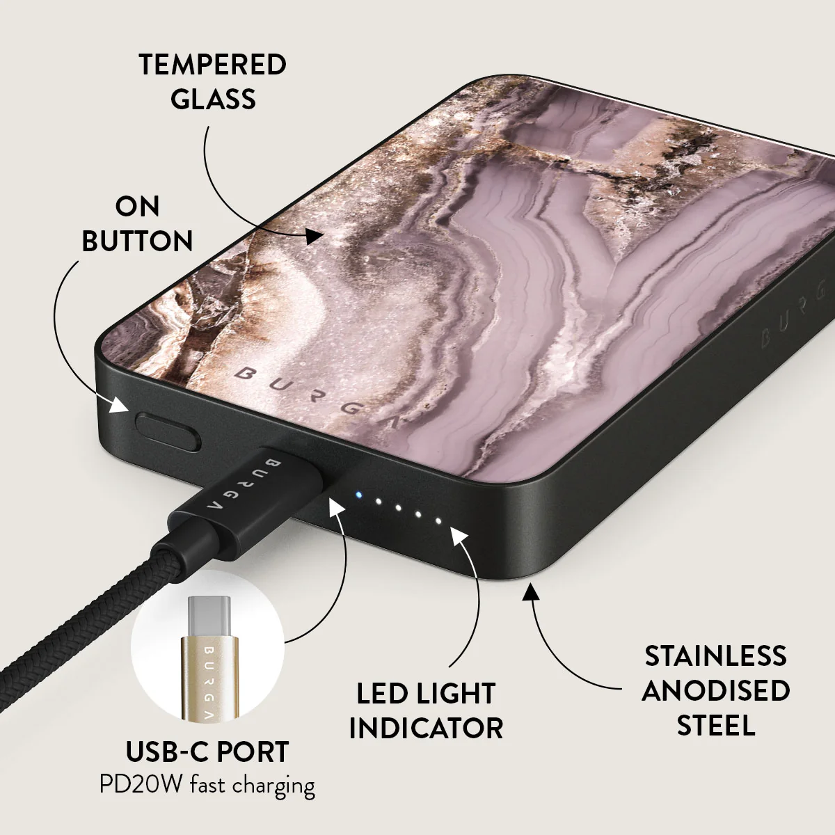 Golden Taupe - Fashion Magnetic Power Bank