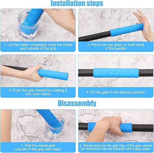 NQEUEPN 2 Stück Kajak Paddel Griffe, 3cm Durchmesser Abnehmbar Weich Paddelgriffe rutschfest Kajak-Griffe Blasenschutz Kajak-Zubehör für Kajakfahren Kanus (Blau)