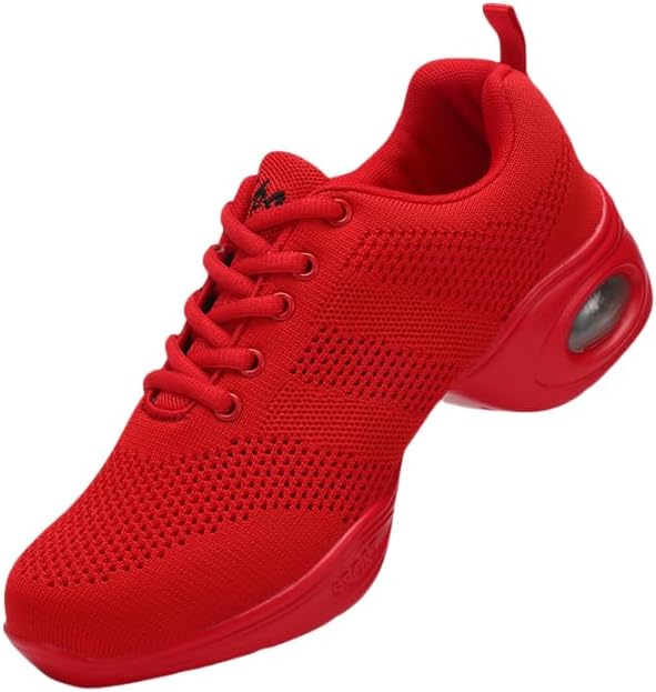 Jazzschuhe Damen Lace Up Tanzsneaker Damen Geteilte Sohle Luftkissen Moderne Tanzschuhe Plattform Pumps Blockabsatz