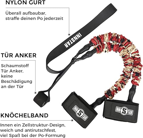 INNSTAR Gesäß Widerstandsbänder, Gesäßmuskel Trainer, Kabelmaschine für Hüfte Heim Training Kabel Kickbacks mit Anleitung & Tragetasche