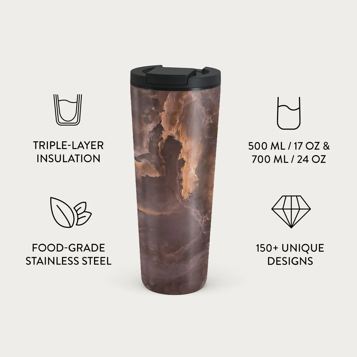 Fire Wood - Brown Marble Travel Mug