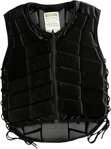 Harilla Reitweste, Stoßdämpfungsschutz, Verstellbarer Riemen, Weste, Schutzweste für Kinder (schwarz)