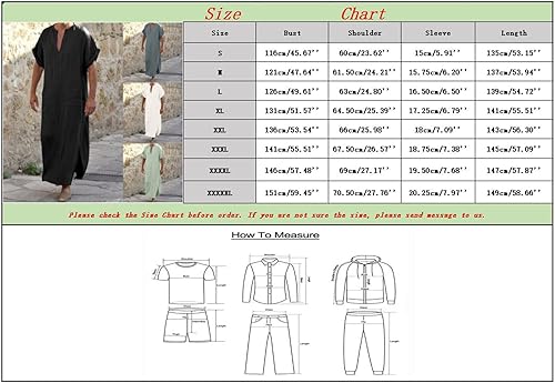 Caxndycing Kaftan Herren Jalabiya Herren Baumwolle Stehkragen Robe Arabische Kleidung Lang Muslimische Kleider Thobe Hemden Gebetskleidung für Männer Muslim Abaya Muslim Tunika