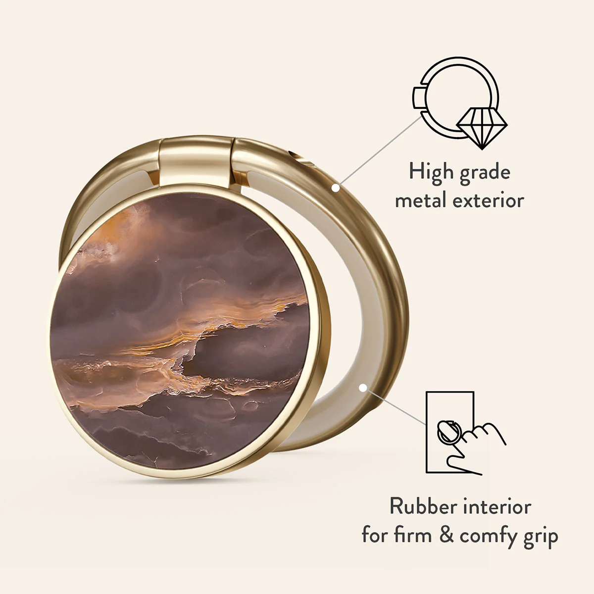 Fire Wood - Brown Marble Adhesive Ring Holder