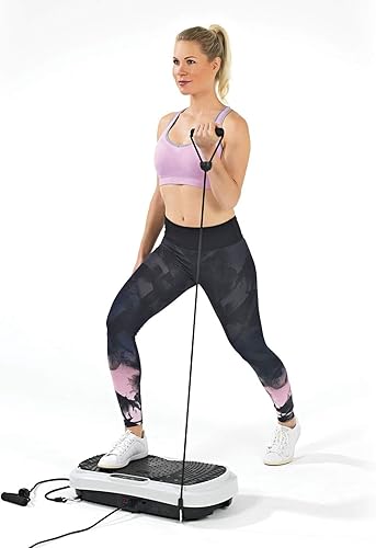 VITALmaxx Vibrationsplatte Basic | 99 Vibrationsstufen individuell einstellbar, 3 verschiedenen Vibrationszonen | rutschfeste Standfläche [10 Trainingsprogramme, Expanderbänder]