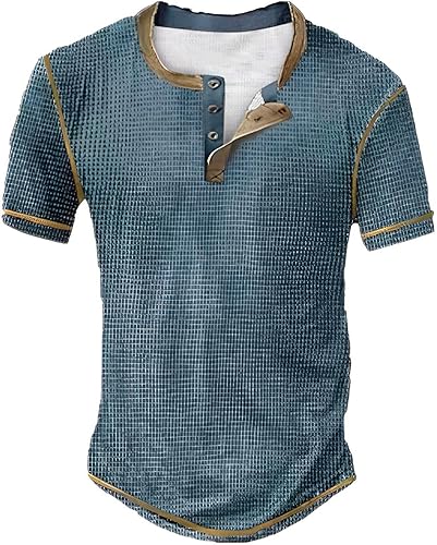 Herren Tshirts Vintage Muscle Streetwear Männer Kurzärmliges Henley T Shirt Classic Sportshirt Kühlung Atmungsaktiv Locker Kurzarmshirt Große Coole Design Summer Freizeitshirt 2025