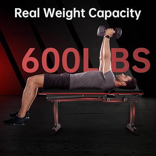 PASYOU Hantelbank Flachbank Verstellebare, 90°Vertikal,Schräg- und Flachbankübungen, 5-Fach Verstellbarer, Krafttrainingsbank für zu Hause oder im Fitnessstudio 300kg Gewichtskapazität