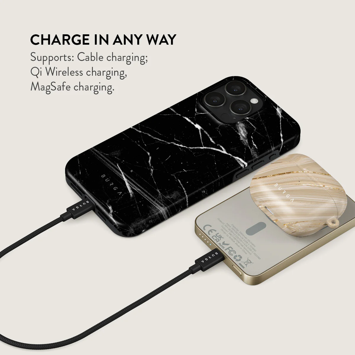 Noir Origin - Black Marble Magnetic Power Bank