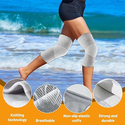 YIUWOD 2er-Pack Bambus Kniebandage - Knieschoner Tanzen - Kniebandage Kinder - Atmungsaktiv und Bequem, Unisex, Geeignet FüR Volleyballspiele, Training, Knieschmerzen, Arthritis (GrößE L)