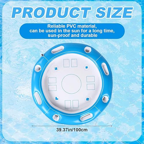 Uonguon Schwimmender Spieltisch, aufblasbare Schwimmstange, 100 x 100 cm, faltbarer Billardtisch mit Getränkehaltern, Schwimmschwimmer für , See, Kreuzfahrt, Camping und Reisen